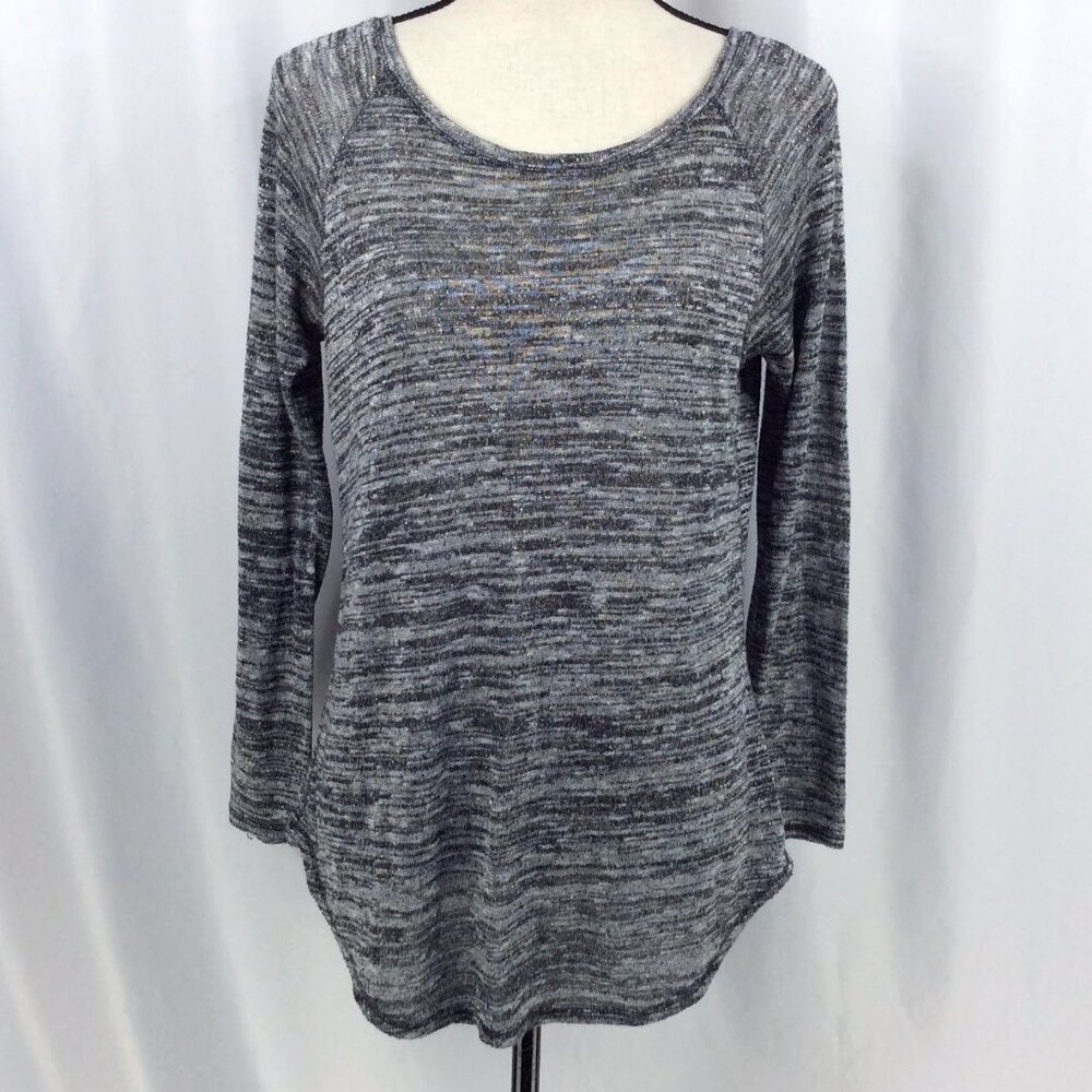 Athleta Sweater Womens Size Small Black Gray Marled Metallic Long Sleeve Thin